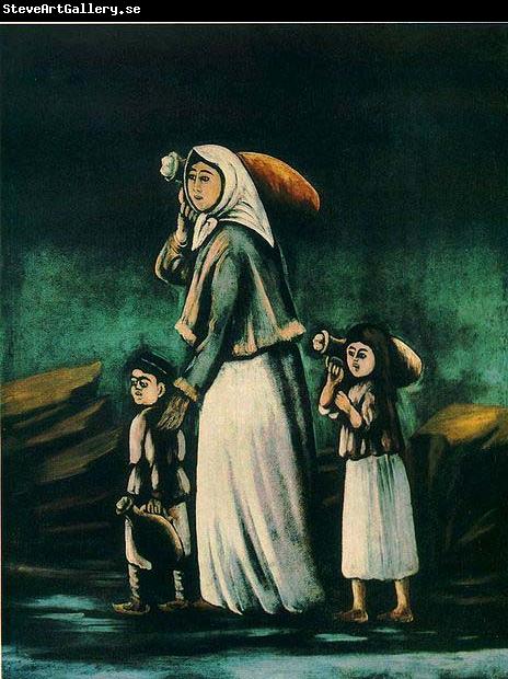 Niko Pirosmanashvili A Peasant Woman with Children Going to Fetch Water